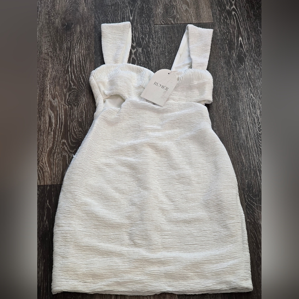 Rumer The Label Rae Mini Dress Size Small White Cutout Ribbed Stretchy - Picture 4 of 16